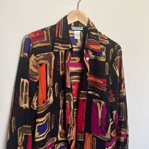 Notations Vintage Button Up Collared Shirt size large ~ Long Sleeve Dress Shirt